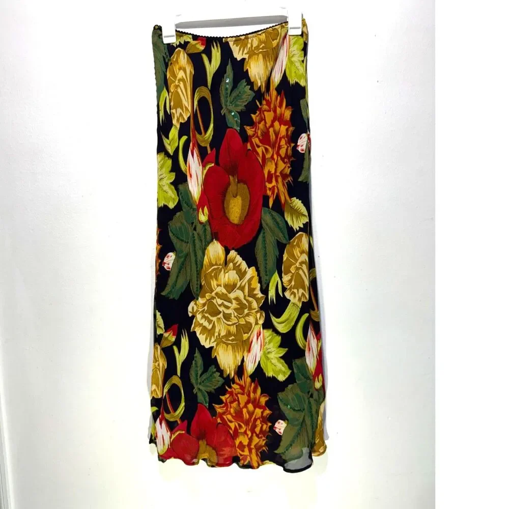 Requirements Y2K midi skirt nature floral schumacher chinoiserie fairy women S/8